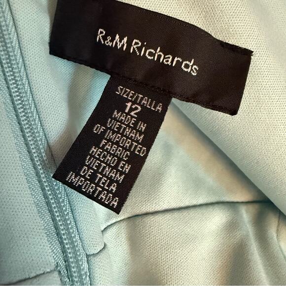 R & M Richards Women's Metallic Floral Print Sleeveless Gown Turquoise Sz 12 - Picture 7 of 10